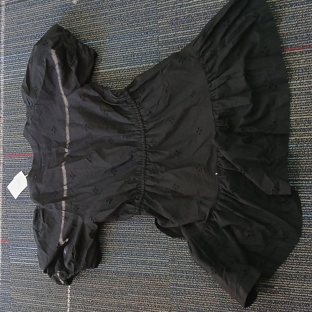 Nwt Free Assembly Cotton Eyelet Tiered Mini Dress with Puff Sleeves, Med. - Picture 8 of 8